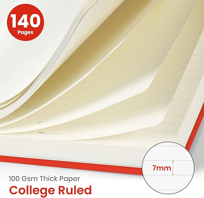 Taja Lined Spiral Journal Notebook for Women & Men, 140 Pages, College Ruled Hardcover Notebook for Work & Note Taking, Journals for Writing, A5(5.7" x 7.9") – Tomato Red