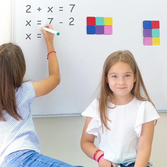 Dry Erase Erasers, 24 Pack Magnetic Whiteboard Erasers for Kids and Students, Mini Dry Erase Board Erasers for Classroom Home, and Office (Square, 6 Color)