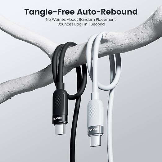 toocki USB C Cable [2Pack,3.3ft] 60W Fast Charging Type C Silicone Flow Cord Compatible with iPhone 17 16 15 Pro Plus Pro Max Air, iPad Pro, Samsung Galaxy S25, Switch, MacBook Air, Pixel (Black)