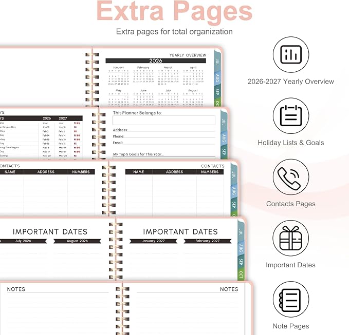 Planner 2026-2027, Weekly and Monthly Academic Year Calendar Planner, July 2026 - June 2027, Daily Agenda Book for Office School Supplies, Letter Size(8.5'' x 11'')