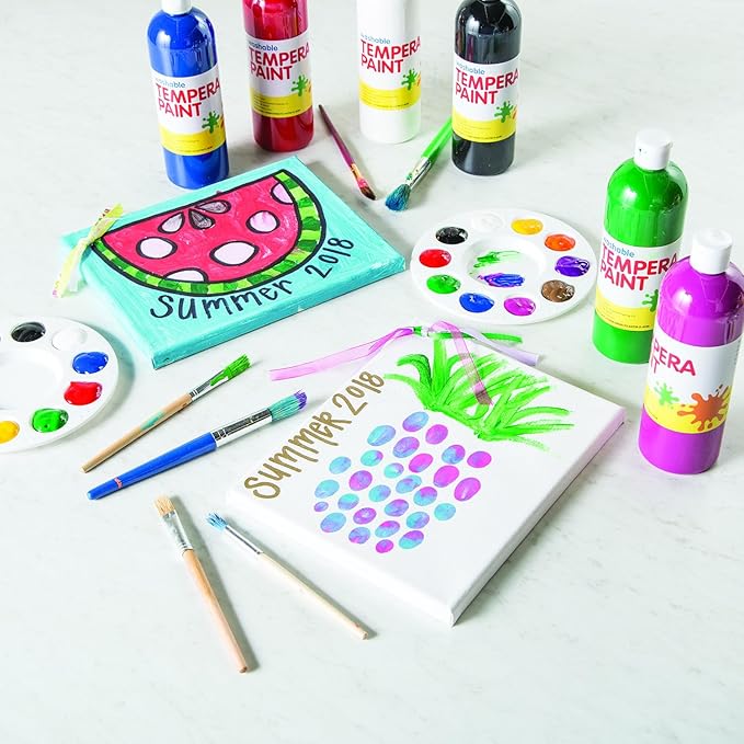 Fun Express Washable Tempera Paint Set for Kids - 10 Bright Colors in 16oz Squeeze Bottles | Non-Toxic Craft Paint for Classroom, Preschool & Art Projects | Safe Kids Paint Ages 3+