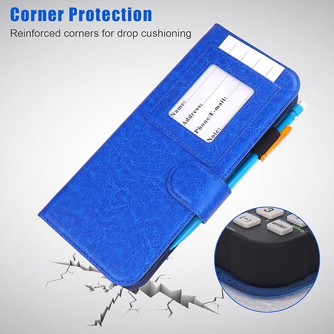 YouKnow PU Leather Protective Case Compatible with Texas Instruments TI-84 Plus CE Color Graphing Calculator with ID Card Slot (Only Case) (Blue)