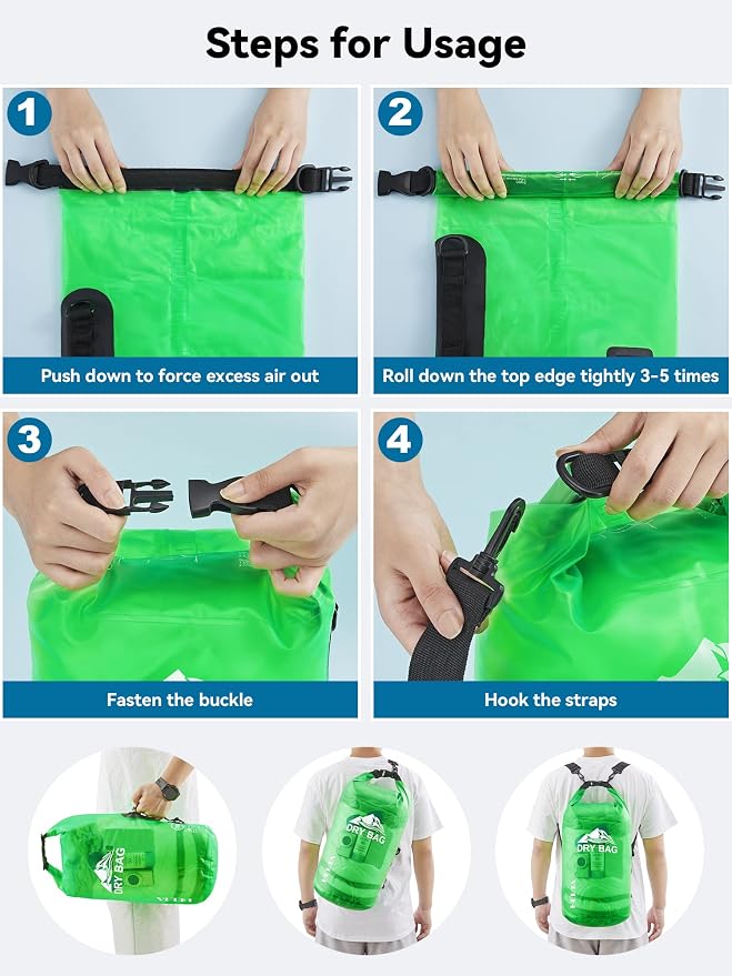 HEETA Dry Bag Waterproof Backpack with Phone Case 5L/10L/20L/30L/40L | Roll Top Lightweight Dry Storage Bag for Women Men, Travel Boating Kayaking Paddle Board Camping Beach Essentials Accessories