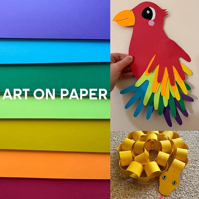 Construction Paper 8.5x11 in,70 Sheets,Set of 7 Colors Classic Rainbow 178GSM/65LB Heavyweight Construction Paper,Crafts,Arts,School Classroom Art Supplies Assorted Colors Bulk Paper