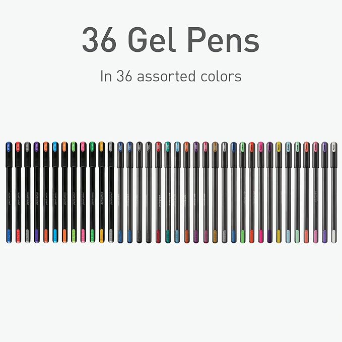 Pentonic Gel Pens, 36 Count, 36 Assorted Colors (Assorted Color, Neon, Pastel & Glitter), Medium & Fine Point, Smooth Writing For Journaling (1002358) (Pack of 2)