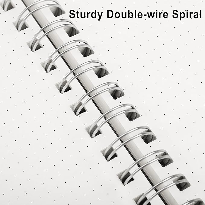RETTACY Dotted Journal Notebook, 300 Pages, A4 Large Size (8.2'' × 11.2''), 100 GSM Thick Paper, Flexible Plastic Cover, Spiral-bound, for Journaling, Planning, Tracking (Transparent)