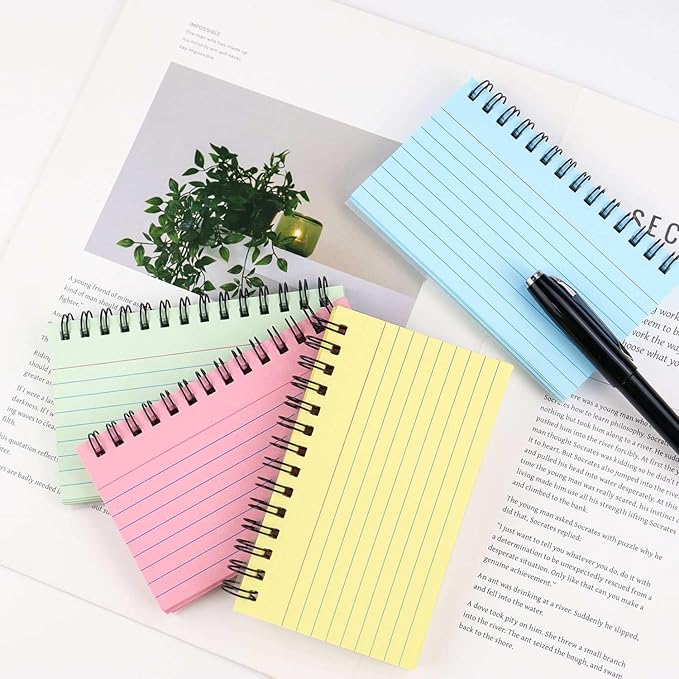 200 Sheets Spiral Index Cards 3 x 5 Inches Spiral Bound Ruled Note Cards for School Office Flash Cards with Ring for Memory Learning Taking to Do List Spiral Flashcards with Cover (4 Colors)