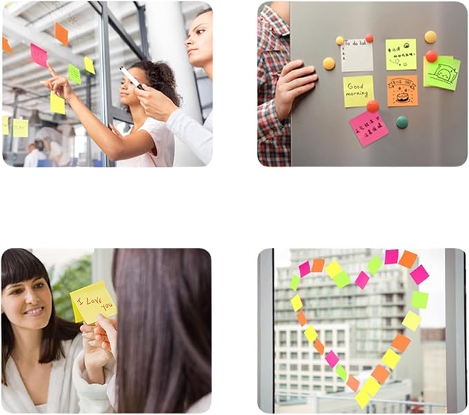 MOLOPPO Sticky Notes 3"x 3", 2 Pads, 200 Sheets