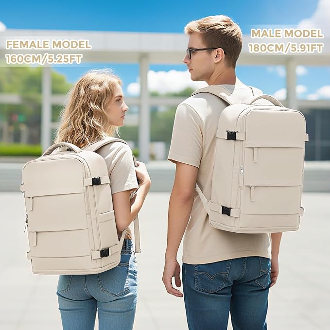 coowoz Travel Backpack For Women Men,Carry On Backpack,Hiking Backpacks Waterproof Outdoor Sports Rucksack Casual Daypack travel essentials（Off White）