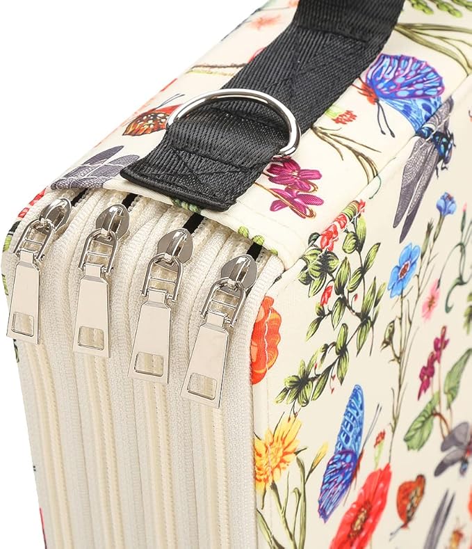 Portable Colored 384 Slots Pencil case Organizer with Printing Pattern for Watercolor Pens or Markers, Pencil Case Organizer for Artist