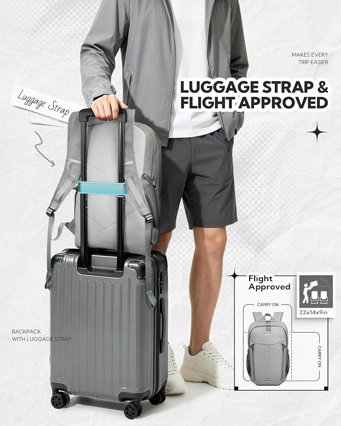 WATERFLY Lightweight Packable Backpack, 25L Small Foldable Travel Daypack | Large Opening Pocket with Luggage Strap, Breathable Back Pad, Easy to Fold, Compact Day Pack for Hiking Outdoor