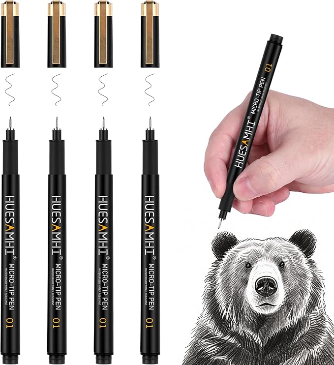 01 micro fineliner pens, no bleed waterproof pens drawing sketch art, archival ink artist set outline gift