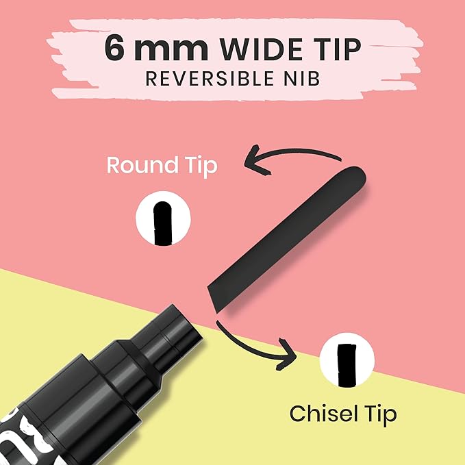 Chalkola Black Chalk Markers - Liquid Dry Erase Marker Pens for Bistro, Chalkboards Signs, Windows, Blackboard, Glass - 6mm Reversible Tip (Pack of 5)
