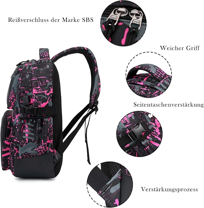 Asge boys backpack for kids camo bookbag for middle school bags travel back pack (Pink)