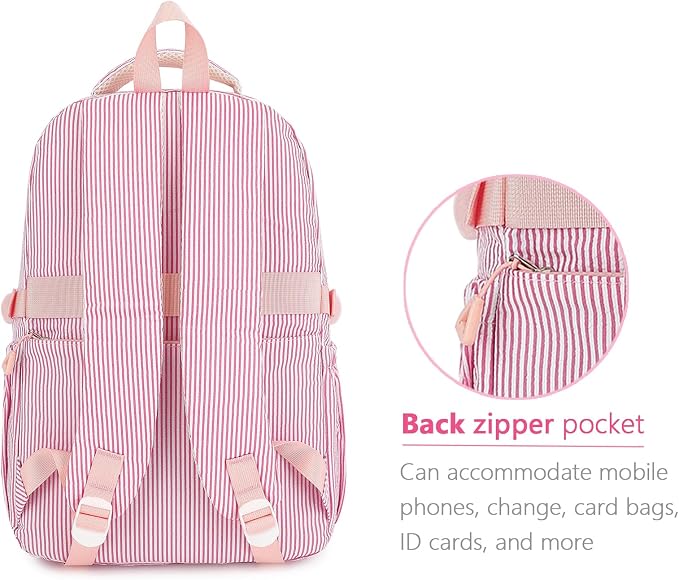 PRLINJSK Girls Backpack for College High Middle School Student, Cute Aesthetic Bookbag for Teens Women with Accessories