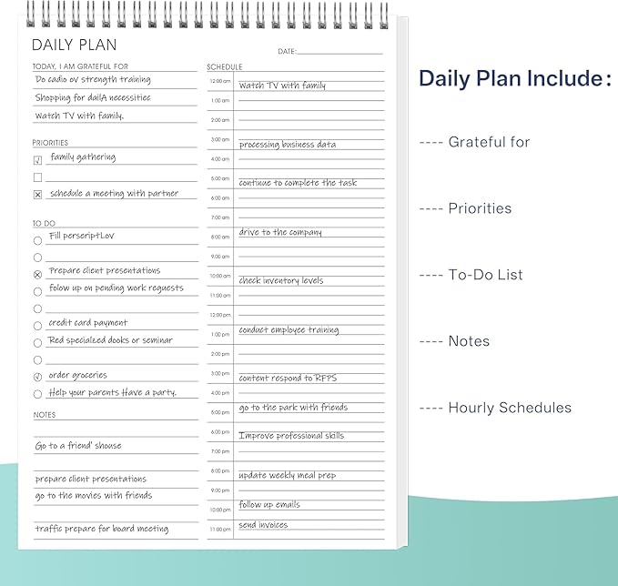 24 Hour Daily Planner with To Do List for Work & Personal Life,105 Days for Productivity Planner, No Bleed Everyday Planner, Daily Schedule, 6.5 x 9.8