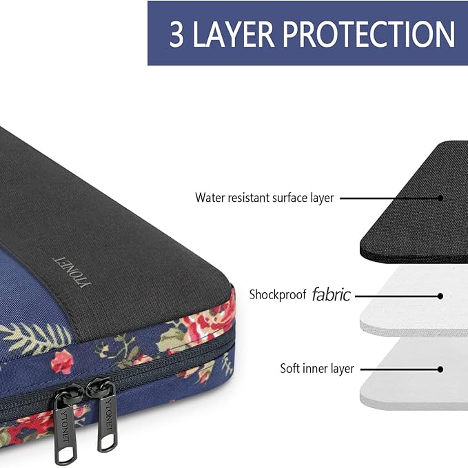 Ytonet Laptop Sleeve Case 15.6 inch Protective Laptop Cover with Handle TSA Water Resistant Computer Carrying Case Compatible with HP, Dell, Lenovo, Asus Notebook, Gift for Women, Rose Pattern | Protective Laptop Cover
