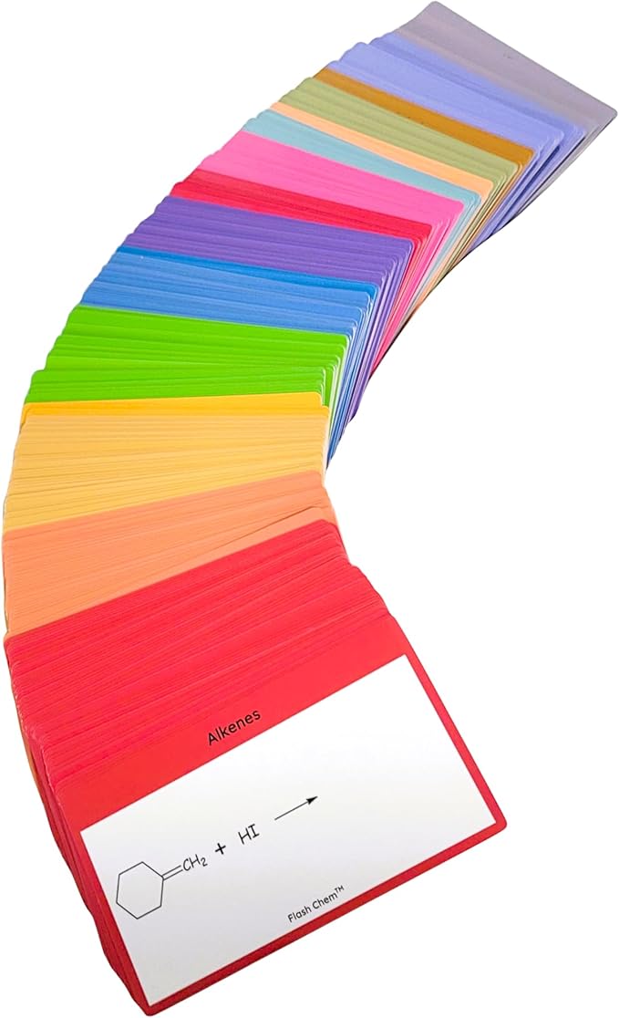 The Must Have Organic Chemistry Flashcards: 300 Color Coded Organic Chemistry Reactions Including Alcohols, Alkenes, Carboxylic Acids, Esters, Amides, Benzenes, Ketones, Amino Acids, and More