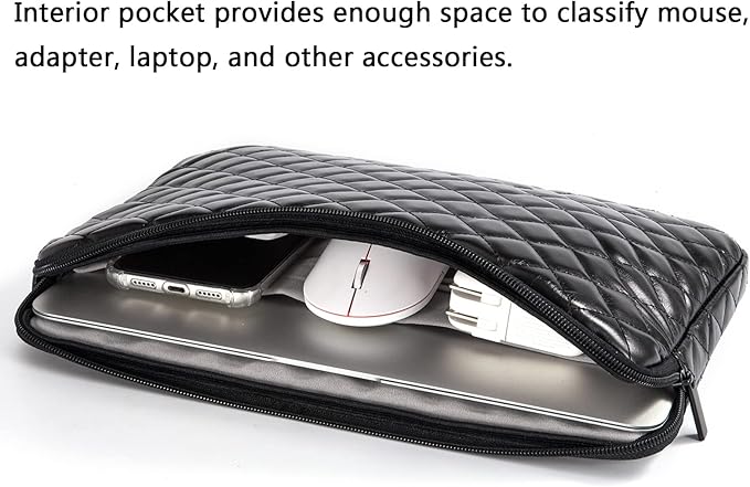 Puffy Laptop Sleeve 11 12 13 13.3 14 15 15.6 inch Puffy Laptop Case Protective Bag Quilted PU Leather Lined Padded