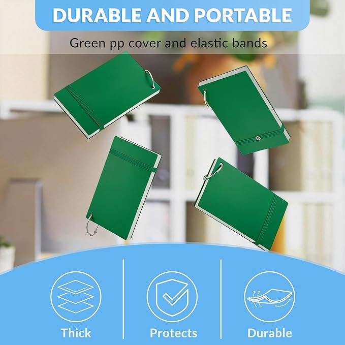 NEEWAY Ruled Index Cards with Ring 3x5 Inches, 200 Count Note Cards Lined, Flash Cards with Rings for Studying, Home and Office (Green)
