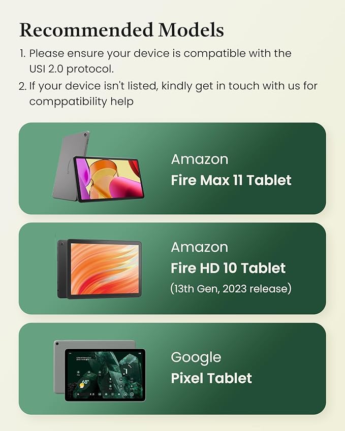 Metapen USI 2.0 Stylus Pen G1 for Fire Max 11 (2023 Release), USB-C Fast Charging, 4096 Pressure Pen for Google Pixel Tablet, Amazon Fire HD 10 (13th Gen, 2023 Release), Lenovo/HP/Acer Chromebook