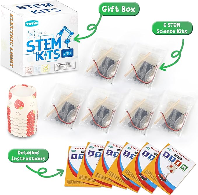 STEM Kits for Kids Age 6-8 8-10, 6 Bulk DIY Electric Circuit Lamp Kits for Kids Crafts 8-12, Science Experiments for Classroom STEM Projects Activities, Building Toys for Boys Girls Gifts 6 7 9 10 13