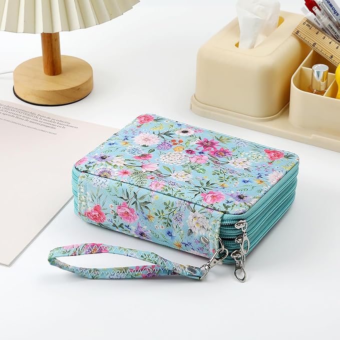 Portable Colored 72 Slots Pencil case Organizer with Printing Pattern for Watercolor Pens, Pencil Case Organizer for Artist