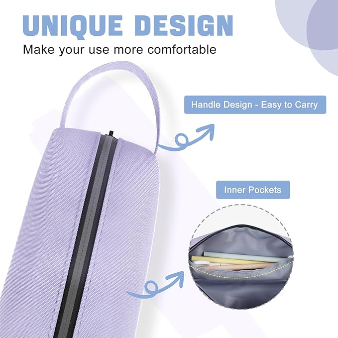 Fmeida Purple Pencil Case, Spacious Pencil Bag with Waterproof Zipper, Portable Pencil Cases with Carrying Handle, Practical Pencil Pouch Bag Pen Holder Stationery Organizer