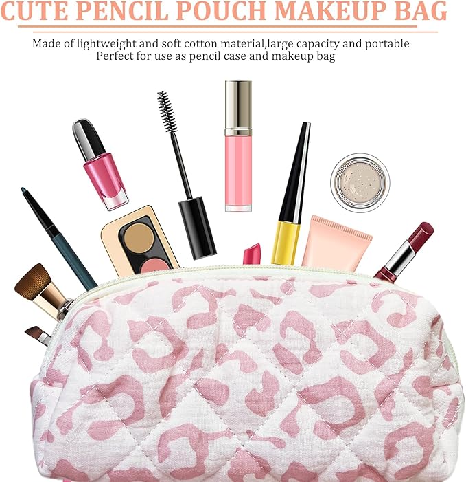 Pencil Pouch Cute Pencil Case Office Storage Bag Holder Box Organizer Aesthetic Bow Flower Pattern Makeup Pouch Cosmetic Bag for Women Girls