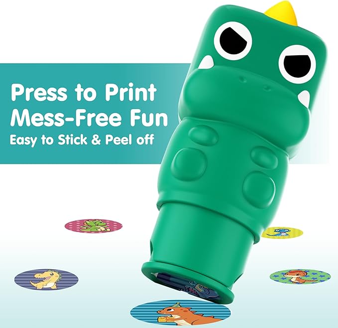 iPlay, iLearn Kid Dinosaur Sticker Stamp Set - 400+ Stickers 18-Page Activity Book, Toddler Creative Mess-Free Art Craft Educational Travel Toy, Birthday Easter Basket Gifts 3 4 5 6 Year Old Girl Boy