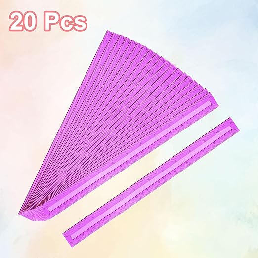 HARFINGTON 20pcs Plastic Rulers 12" (30cm) Clear Straight Ruler Measuring Tool Inches and Centimeters for Home Office Classrooms Drafting, Clear Purple
