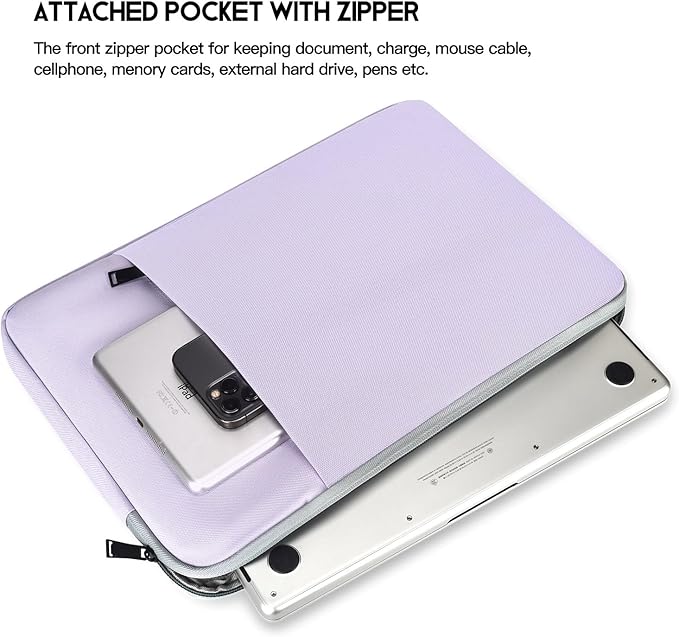 Laptop Sleeve Case for MacBook Air 13 inch M2 M3 M4 A3240 A3113 2025-2023, Compatible with MacBook Pro 14 inch M5 M4 M3 M2 M1 Pro Max A3112 A3185 A3401 A2779 A2442 A2918 Water Resistant Bag-Purple