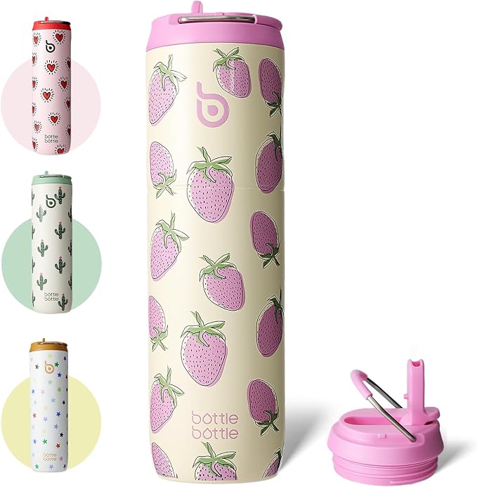 BOTTLE BOTTLE Insulated Water Bottle 24oz with Straw Lid and Handle Sports | for Travel Gym school,Stainless Steel Water Bottles,Double-Wall,Vacuum Metal,Leak Proof,BPA-Free