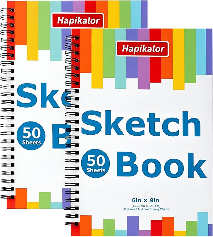 6" x 9" Sketch Book, Spiral Bound Sketch Pad, 50 Sheets 68lb/100gsm Acid-Free Drawing Paper, Art Sketchbook, Drawing Pad for Kids Artists Beginners Professional, Art Supplies for Adults, 2 Pack