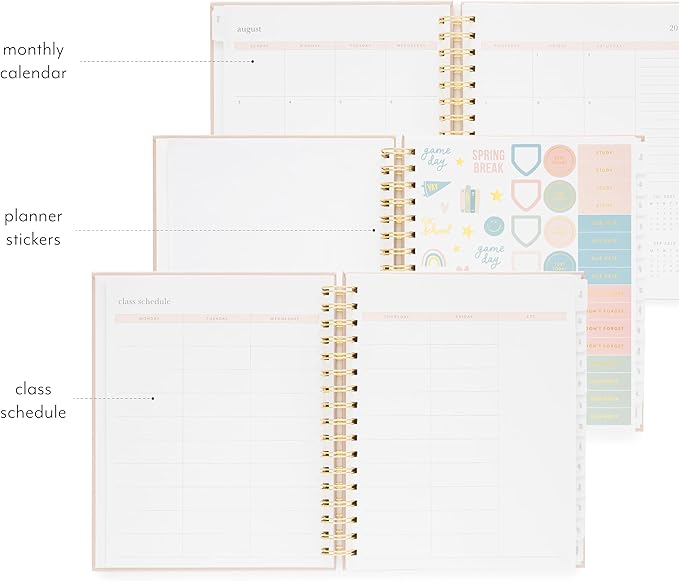 Sugar Paper 2025-2026 Signature Spiral Student Planner, Weekly and Monthly, August 2025 to July 2026, School, College & Student Planner, 12 Month, 7.5" x 9.25", Blush