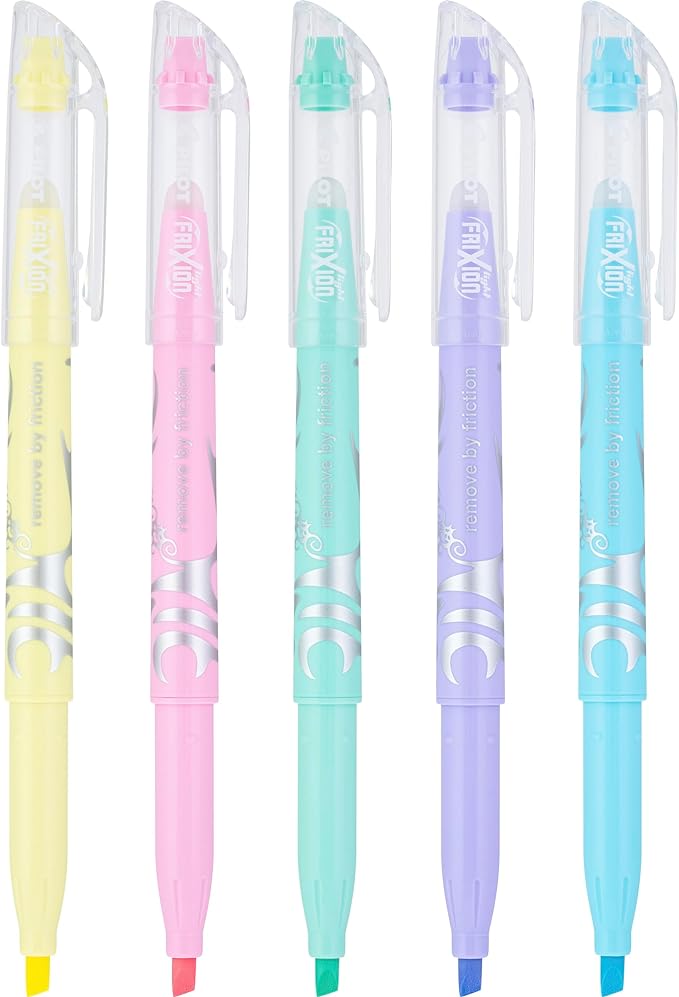 PILOT FriXion Light Pastel Collection Erasable Highlighters, Chisel Tip, Assorted Color Inks, 5-Pack (46543)