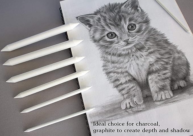 N NOROCME 10 PCS Blending Stumps, Blending Sponge Pens and Sandpaper Pencil Sharpener,Washable & Reusable,Kneaded Eraser,Tortillions Paper Art Blenders for Student Artist Charcoal Sketch Drawing