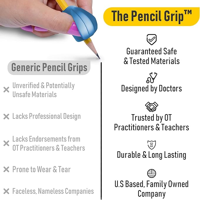 The Pencil Grip Pencil Grips, The Crossover Grip, Metallic Ergonomic Writing Aid For Righties And Lefties, Colorful Pencil Grippers, Assorted Metallic Colors, 6 Count - TPG-17706