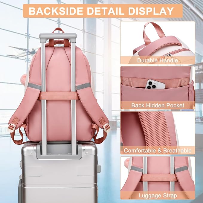 School Backpack for Teen Girls & College Students - 17.3 Inch Cute Anti-Theft Bookbag with Large Ergonomic Design, Middle High School Bag Travel Laptop Backpack