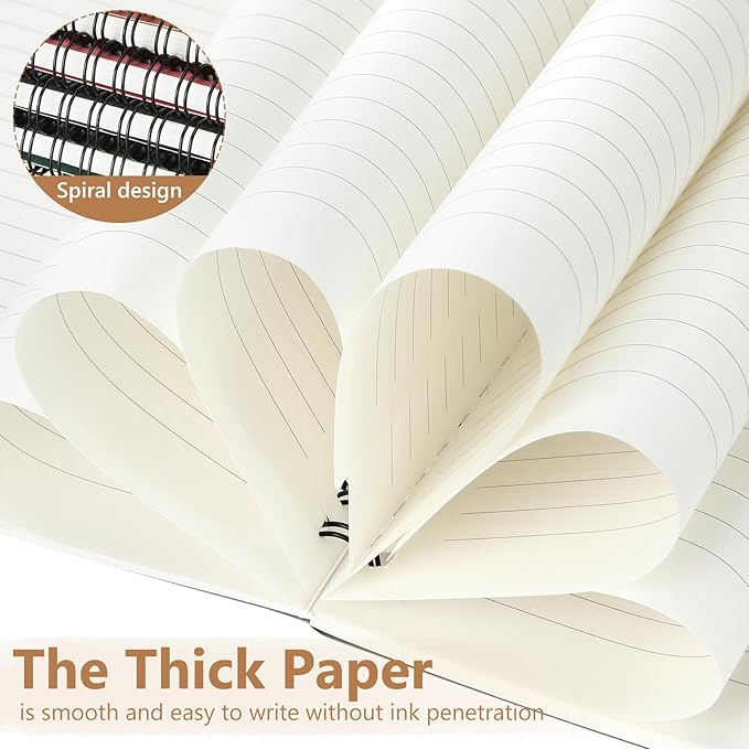 Fuutreo 12 Pcs Spiral Notebook for Work A5 8.3 x 5.7 Inch College Ruled Spiral Journal Notebook Kraft Cover Ruled Paper, 12 Color, 60 Sheets, 120 Pages for Office School (Office Color,Classic)