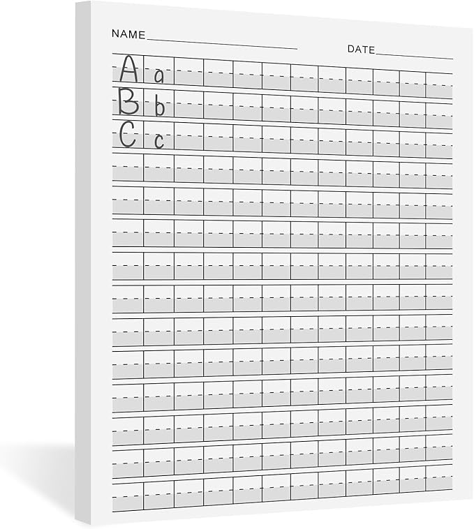 Eaasty 100 Sheets Write Beginner Paper Level 1 Paper Handwriting Practice Paper for Kids Practice Writing Paper with Lines and Gray Highlighted for Proper Letter Positioning,8.5" x 11"