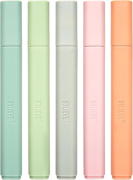 BLIEVE Bible Highlighters No Bleed Through, Chisel Tip, 5 Pack | No Smear, Quick-Dry, Aesthetic Cute Pastel Colors For Bible & Journaling (Pastel Edition)