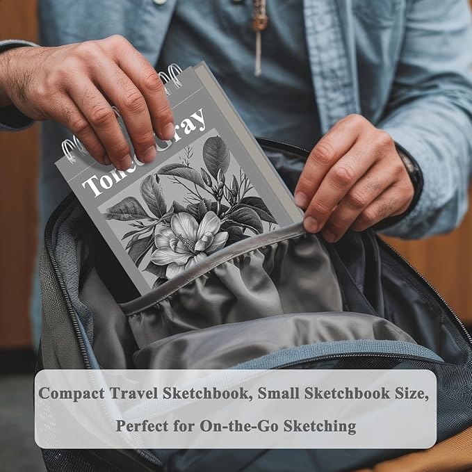 Fuxi Toned Gray Sketchbook, 2-Pack - 5.5" x 8.5", | 85lb/130gsm Charcoal Drawing Paper, 50 Sheets Per Pad.