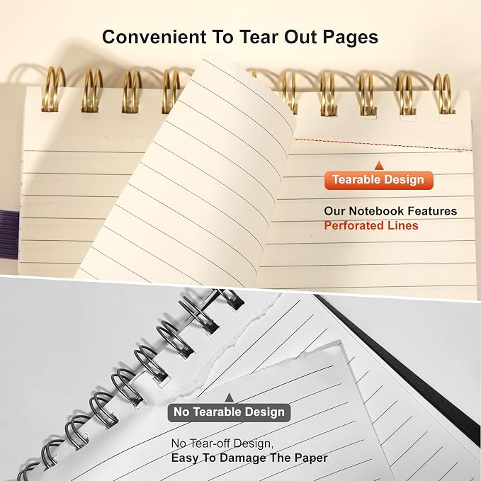 A5 Top Spiral Notebook,240 Pages Steno Pads College Ruled Journal Note Pad