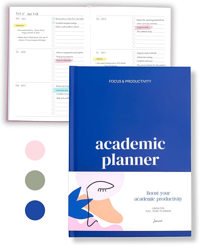 Lamare Academic Planner 2026-2027 – Undated Weekly College Student Planner for Homeschool, High School, College & Nursing Students