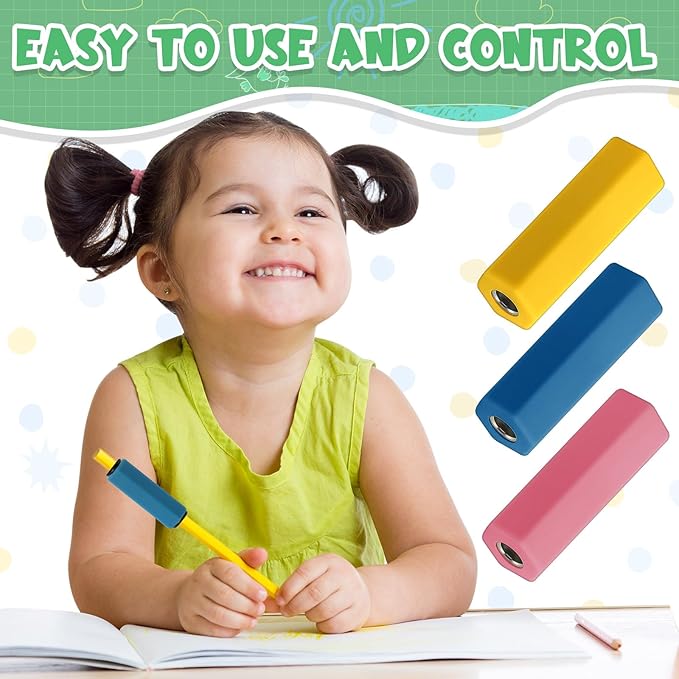 3 Pcs Pencil Pen Weights 1.59 oz, Handwriting Aid Kit for Children Elderly Special Need, Metal Weighted Pencil Holder Tool for Autism Tremors Fine Motor Skills(Navy Blue, Yellow, Rose Pink)
