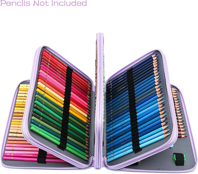 YOUNGCOL 200 Slots Colored Pencil Case Color Pencil Organizer Storage Large Capacity Pencil Holder (Purple, 200 Slots)