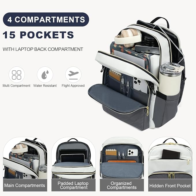 VANKEAN 18 Inch Laptop Backpack for Women Large Capacity | Waterproof Backpacks Stylish Travel Bags Casual Daypacks for College, Business