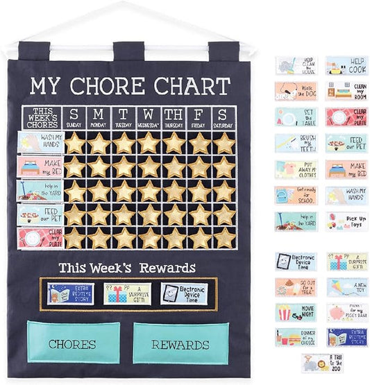 The Peanutshell Learning Calendar Wall Chart - Homeschool Supplies, Interactive Pocket Chart for Toddlers & Kids - Preschool Learning Activity Board, Circle Time Board for Classroom - My First Chore