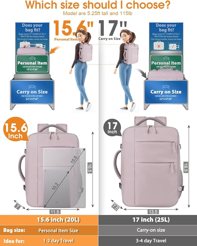 Capolo Travel Backpack for Women Men Waterproof Laptop Backpack Airlines Approved Personal Item Backpack Bag Computer Bookbag for Business, Work, Traveling Fits 15.6 Inch Laptop(Dark Purple)